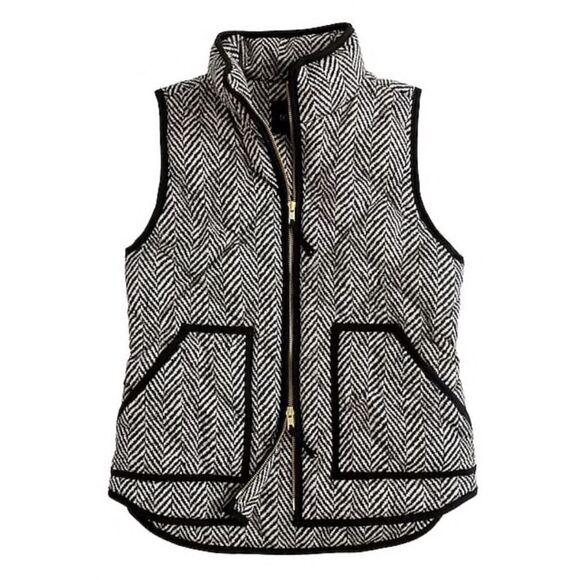 J. Crew Herringbone Down Puffer Quilted Zip Up Vest - Picture 1 of 13